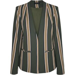 Lavish Alice Womens Olive Green Striped Cape Blazer Open Front Jacket Size US 6